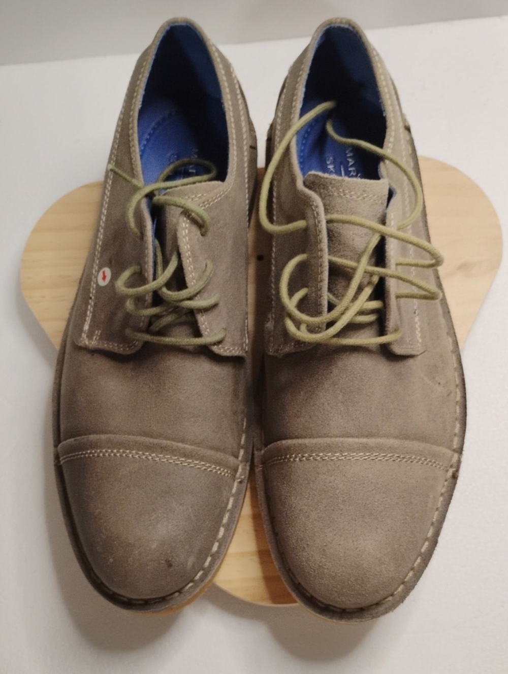 Mark Nason Men's Suede Chukka Boots in Taupe with Olive Laces